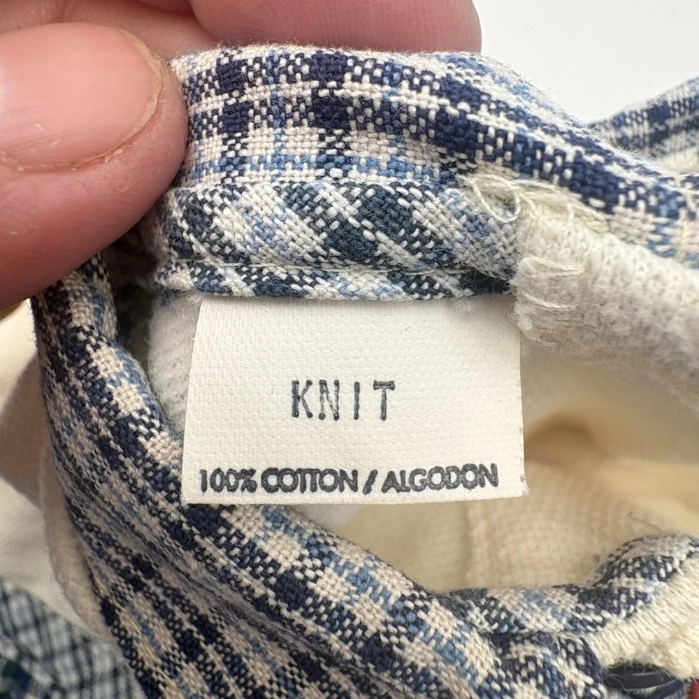 Plaid‎ Squirrel Coverall Boys 6-9 Months Blue Collared Knit Button One Piece